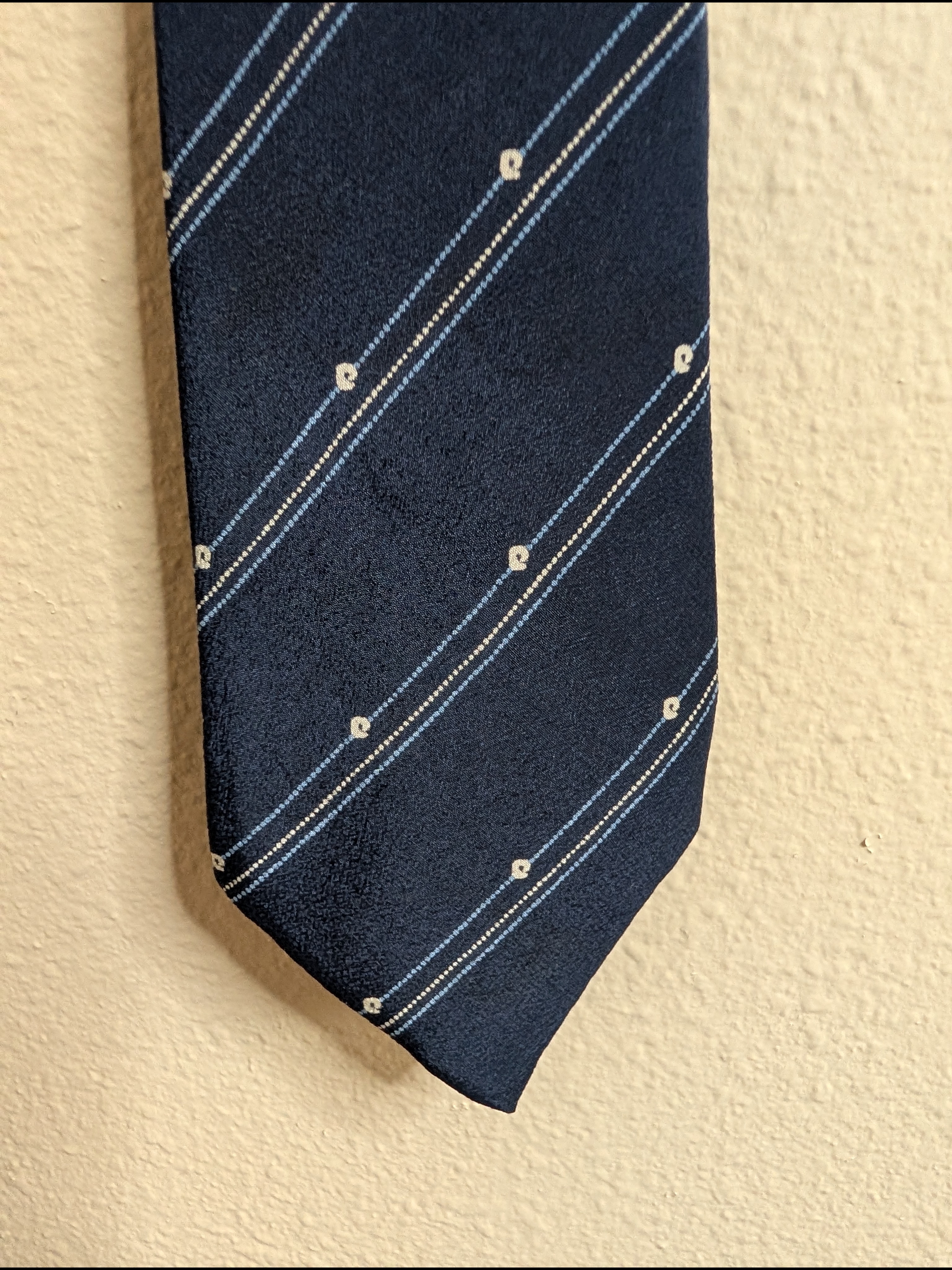 Pierre Cardin Silk Tie  Navy Blue Diagonal Stripe  Made In France